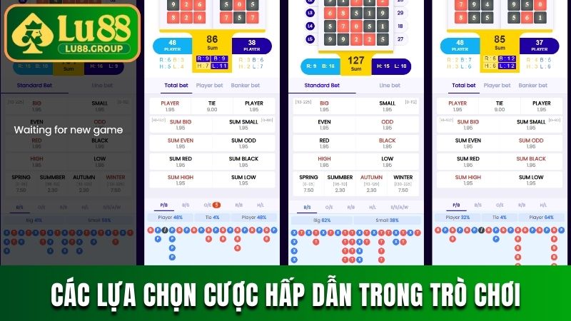 Các lựa chọn cược hấp dẫn trong trò chơi