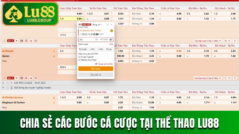 Chia sẻ các bước cá cược tại thể thao LU88