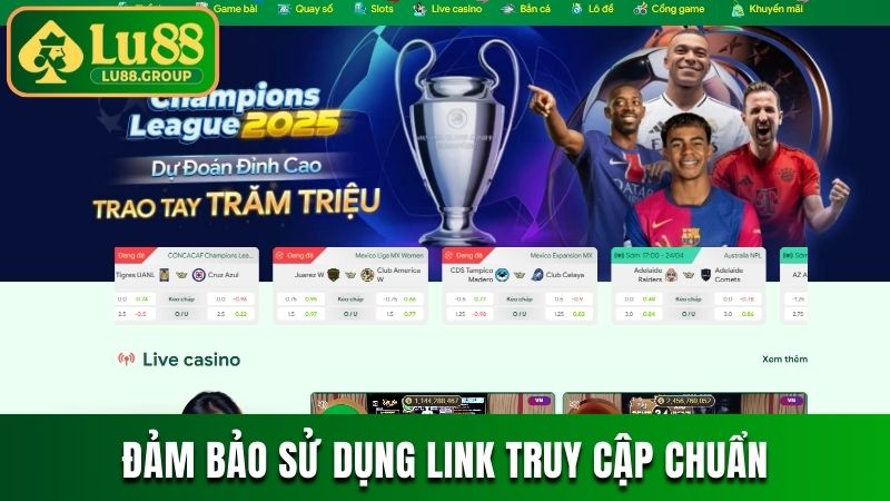 Đảm bảo sử dụng link truy cập chuẩn