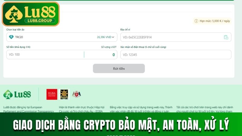 Giao dịch bằng crypto bảo mật, an toàn, xử lý nhanh