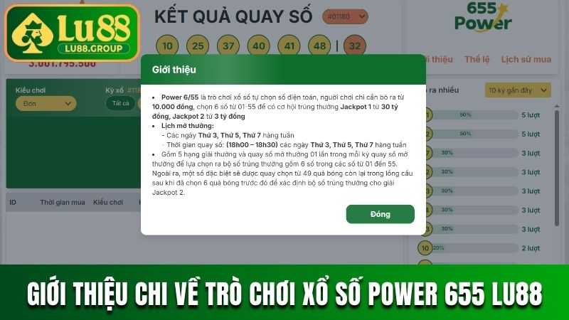 Giới thiệu chi tiết về trò chơi xổ số Power 655 Lu88