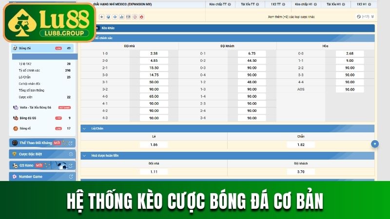 Hệ thống kèo cược tham gia bóng đá cơ bản