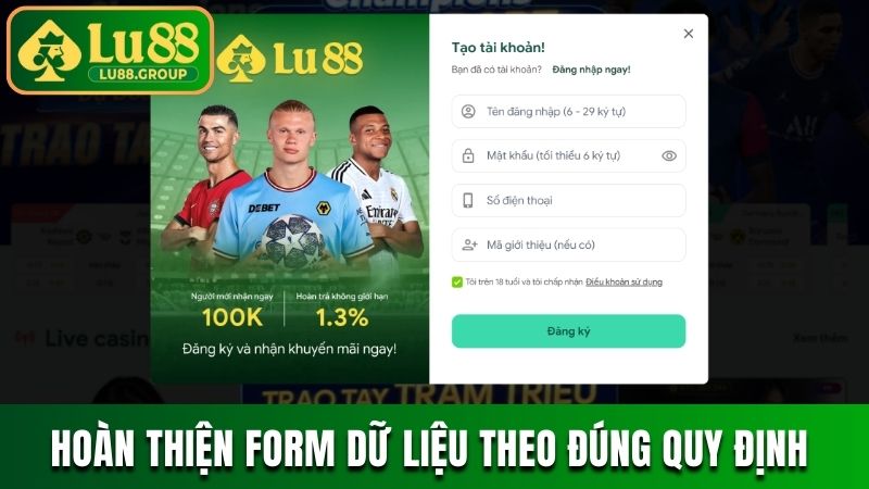 Hoàn thiện form dữ liệu theo đúng quy định