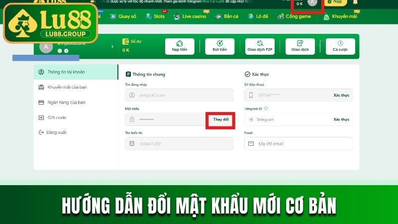 Hướng dẫn đổi mật khẩu mới cơ bản