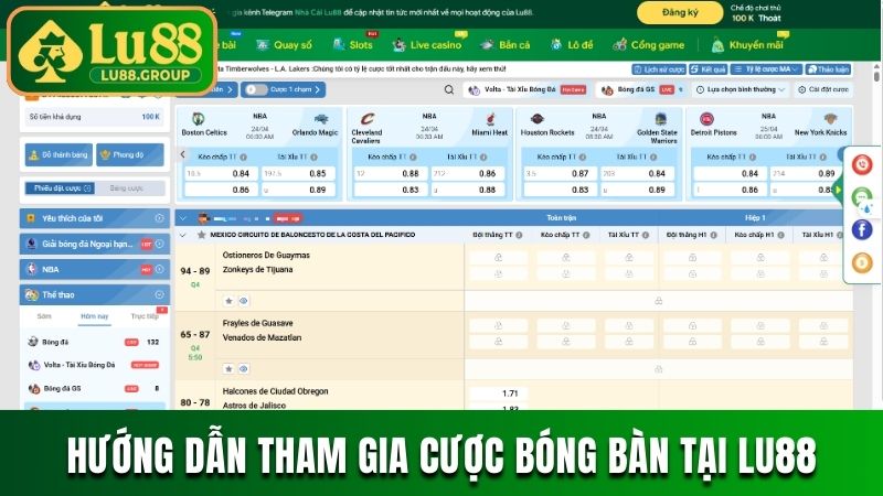 Hướng dẫn tham gia cá cược bóng bàn tại LU88