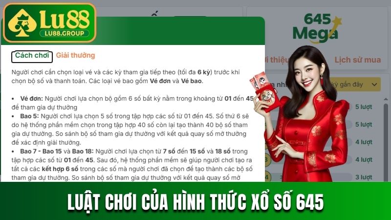 Nắm bắt luật chơi cùng hình thức xổ số 645 Mega