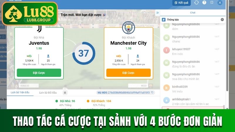 Thao tác cá cược tại sảnh với 4 bước đơn giản