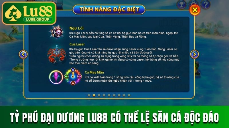 Tỷ Phú Đại Dương LU88 có thể lệ săn cá độc đáo