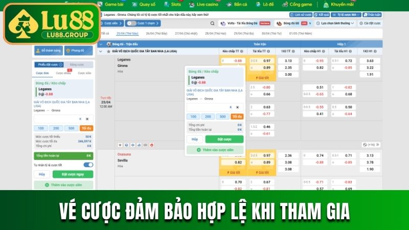 Vé cược đảm bảo hợp lệ khi tham gia